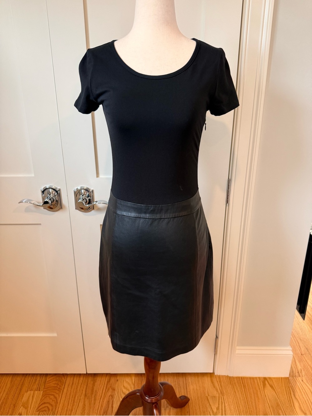 Theory Solara Black Leather/Knit Dress - Picture 6 of 13